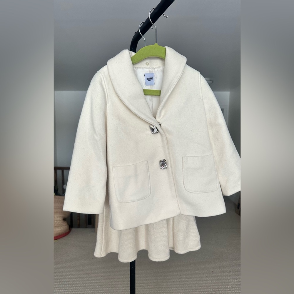 Moschino Ivory Faux Fur Collar Coat - Picture 10 of 12